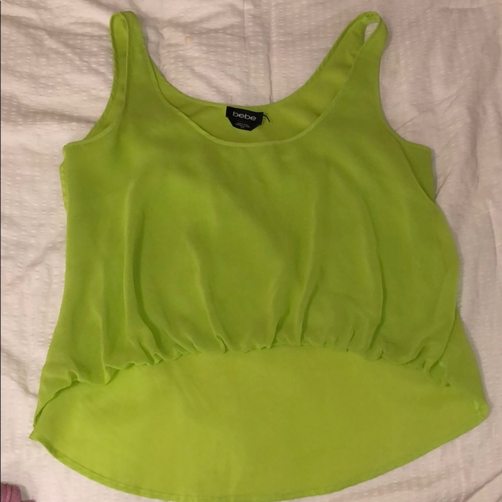 Bebe Neon Green Hi-Low Tank size MED